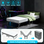 Pataku Folding Bed With Mattress, Twin Foldable Bed, Roll Away Beds For Adults, 75" X 31" Roll Away Portable Beds With 5" Mattress, Folded Frame For Small Apartment, Guest Room