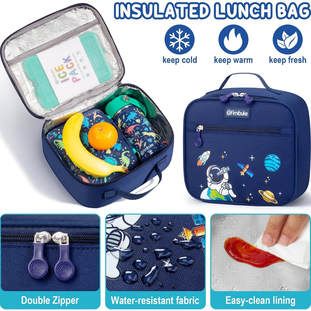 Fimibuke Kids Backpack For Boys, 3 Pcs Dinosaur Backpack W/Lunch Box Set | Waterproof Boys Bookbag Lunch Box Combo For Toddler Kids Age 5-12 , Dino School Bag For Kindergarten To Middle Back To School