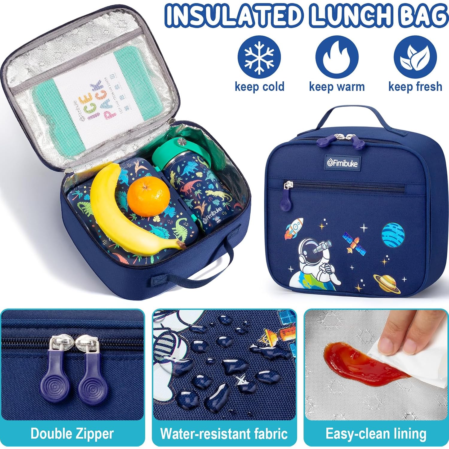Fimibuke Kids Backpack For Boys, 3 Pcs Dinosaur Backpack W/Lunch Box Set | Waterproof Boys Bookbag Lunch Box Combo For Toddler Kids Age 5-12 , Dino School Bag For Kindergarten To Middle Back To School