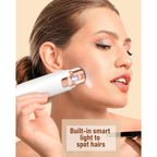 Eyebrow Trimmer & Facial Hair Removal for Women: 2 in 1 Painless Rechargeable Eyebrow Razor with Built-in LED Light, Electric Face Shaver - Perfect for Peach Fuzz, Upper Lip, Chin & Sensitive Skin