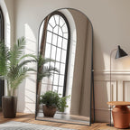 Beauty4U 71" X 32" Arched Full Length Mirror, Hd Tempered Glass Floor Mirror With Black Aluminum Frame, Standing/Leaning/Wall Mounted Mirror For Bedroom, Dressing Room & Living Room