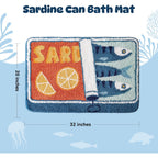 TRUEDAYS Sardine Can Bath Mat, Blue Bathroom Rugs for Bedroom, Soft Washable Rug Non Slip Cute Kitchen Bath Mats for Bathroom Funny Cartoon Fish and Lemon