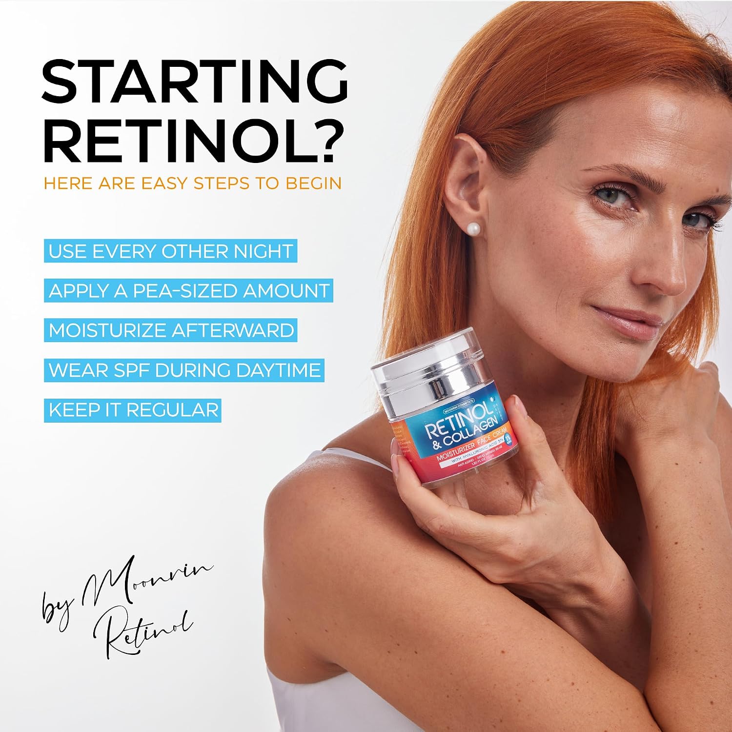 Retinol Cream For Face With Hyaluronic Acid, Day-Night Anti-Aging Moisturizer For Women, Men, Collagen Cream For Face Reduces Wrinkles, Dryness, 1.85 Oz
