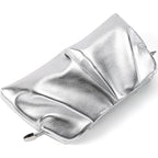 Women Clutch Bag Dressy Formal Handbag Pleated Pu Clutch Purse Detachable Chain