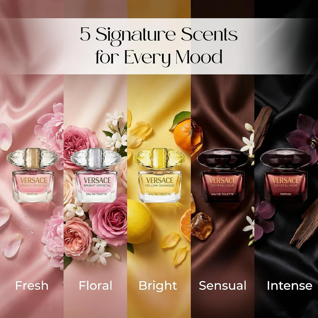 Versace Perfume For Women Gift Set –Mini Variety Splashes, 5 Piece 0.17 Oz Each