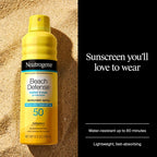 Neutrogena Beach Defense Sunscreen Spray Spf 50 Broad Spectrum Uva Uvb Protection Lightweight Water Resistant Up To 80 Minutes Oil-Free Beach-Strength Sun Protection For Whole Family, 6.5 Oz