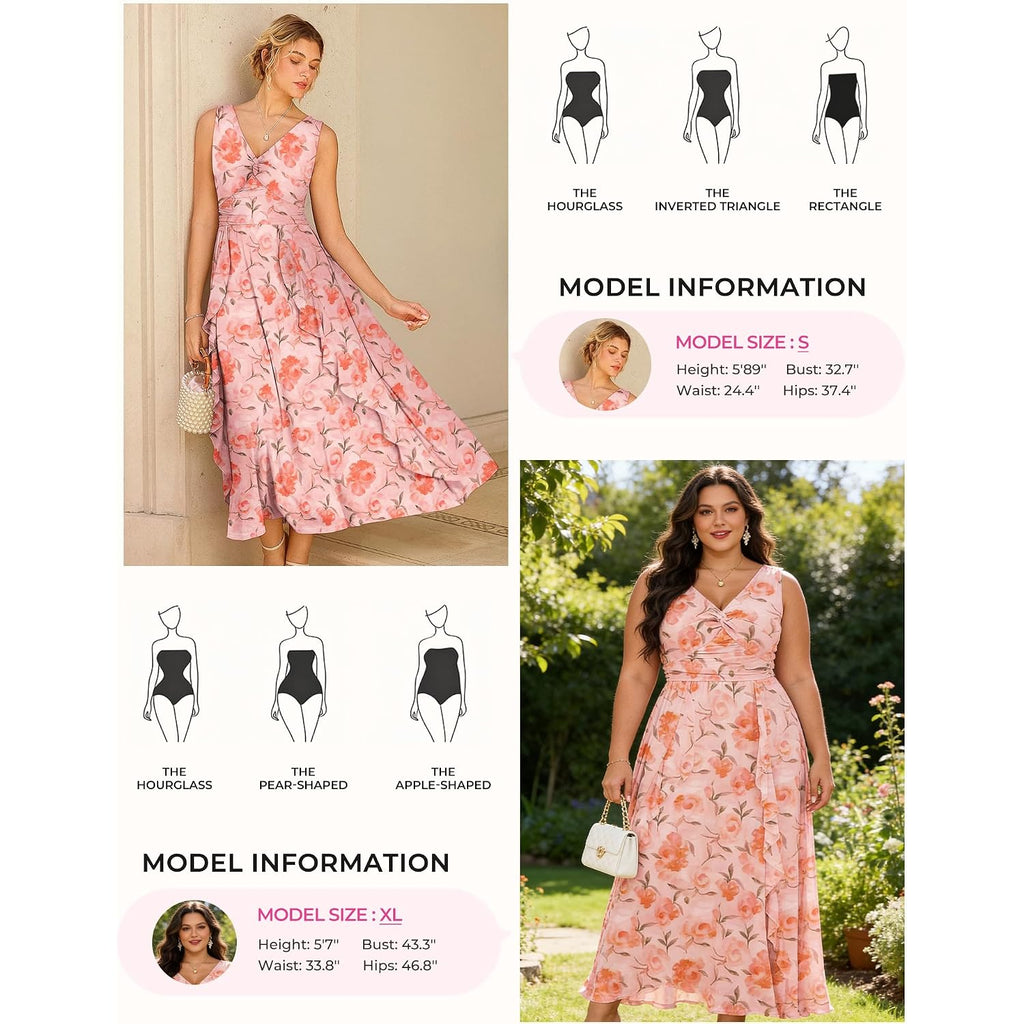Grace Karin Women'S Summer Sleeveless Floral Maxi Dress V Neck Formal Wedding Guest Dress A Line Beach Vacation Clothes