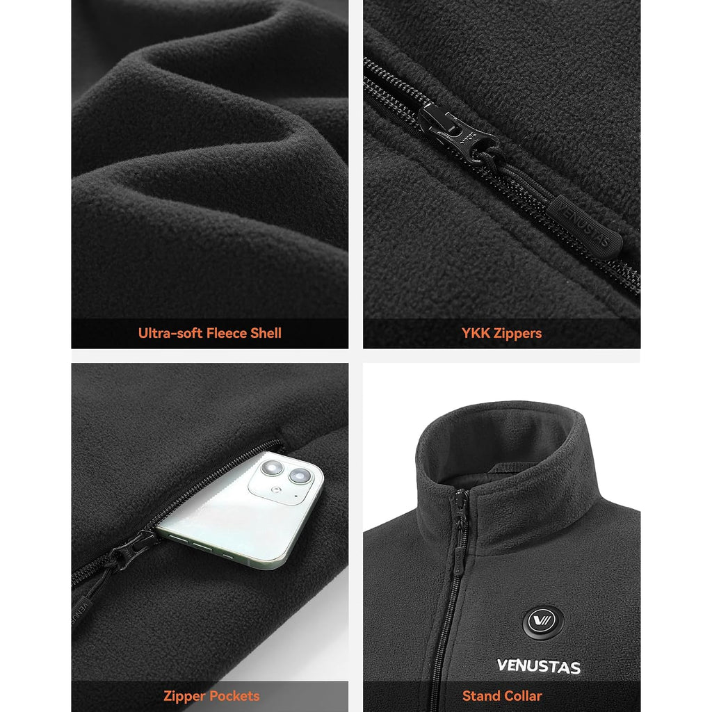 Venustas Women'S Fleece Heated Jacket With Battery Pack, Soft Lightweight Heating Coat For Outdoor Activities