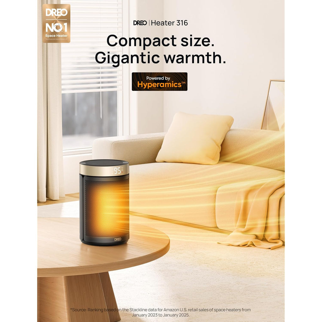 Dreo Space Heater, Portable Electric Heaters For Indoor Use With Thermostat And Remote, 2024 Upgraded, Digital Display, 12H Timer, 5 Mode, 1500W Ptc Ceramic Fast Safety Heat For Office Bedroom Home