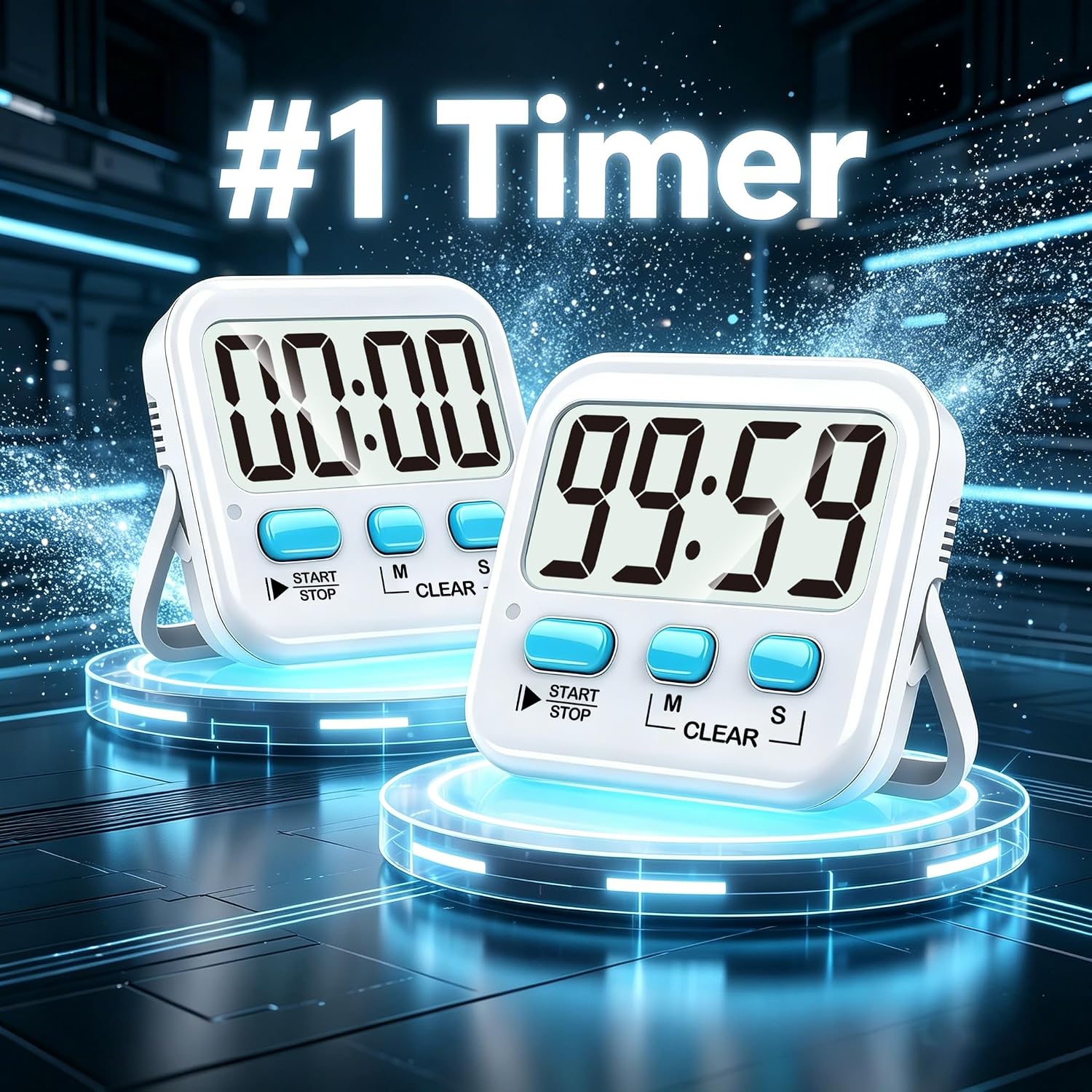 2 Pack Digital Timer For Kids, Magnetic Countdown Kitchen Timers For Cooking, Egg, Classroom, Teacher, Exercise, Study, Oven - Battery Included