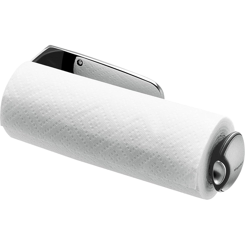 Simplehuman Wall Mount Paper Towel Holder, Under-Cabinet Or Wall Mounted Rack, Horizontal Or Vertical Install, One-Handed Tear With Tension Spring, Quick-Release Knob, Brushed Stainless Steel