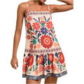 Roseseek Women'S Floral Boho Flowy Mini Cami Dress Ruffle Hem Spaghetti Strap Vacation Tank Dresses