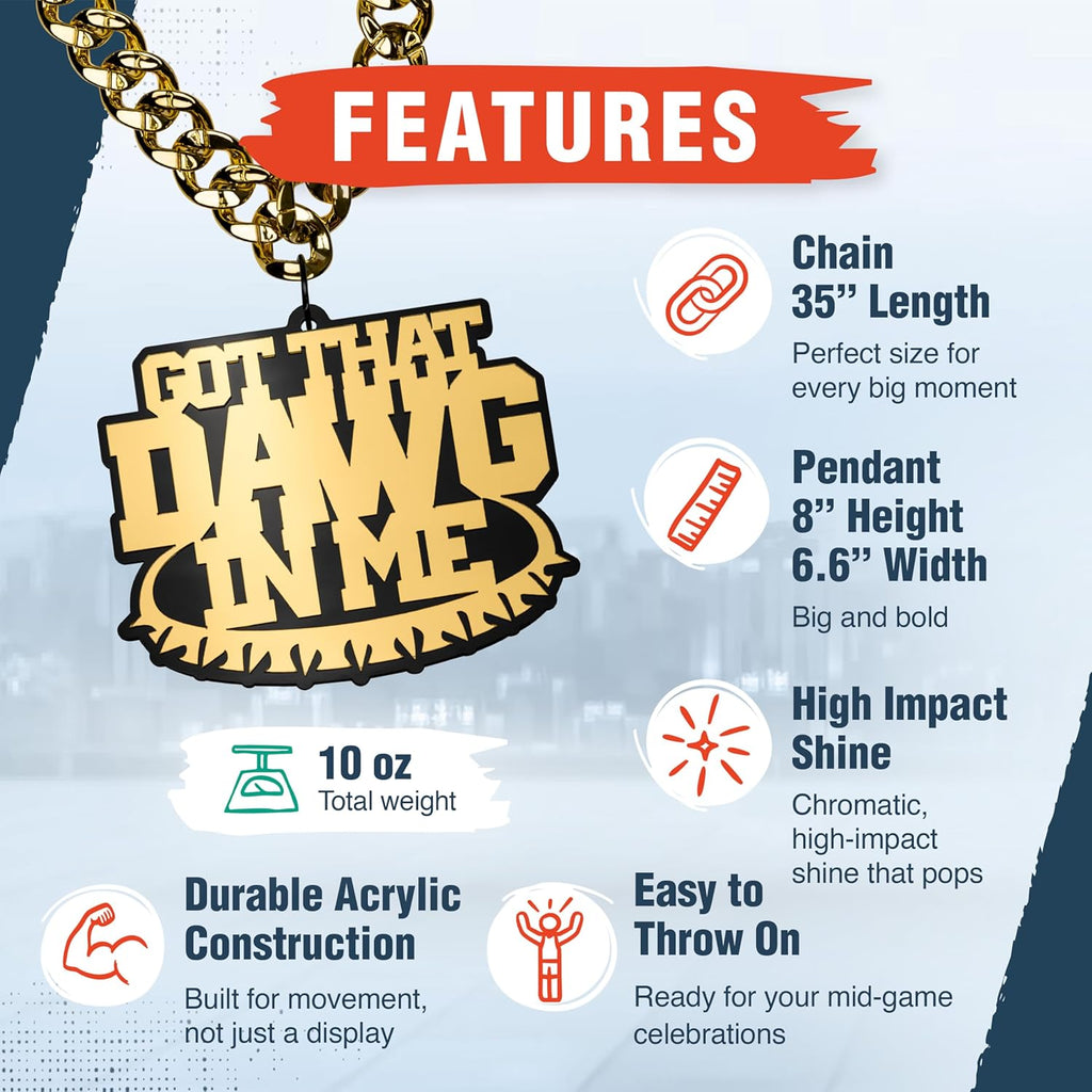 TrophySmack 'Got That Dawg In Me' Turnover Chain - Chrome Gold & Black Acrylic