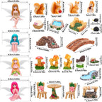 25Pcs Fairy Garden Accessories, Miniature Garden Ornaments Landscape Decorations Mini Fairy Figures Animal Plant Furniture Set For Diy Terrarium Potted Plants Dollhouse Desk Decor