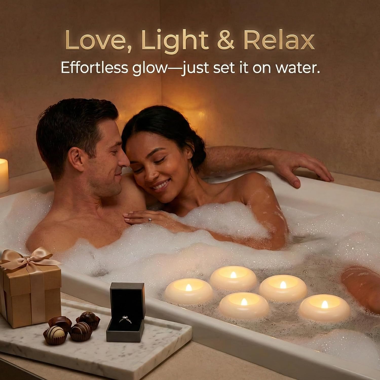 24Pcs Flameless Candles Waterproof, 200Hr 2.2”Led Tea Lights With Battery, Water-Activated Candles For Pool, Wedding Centerpieces, Bath & Spa, Home Decoration (Elegant White)
