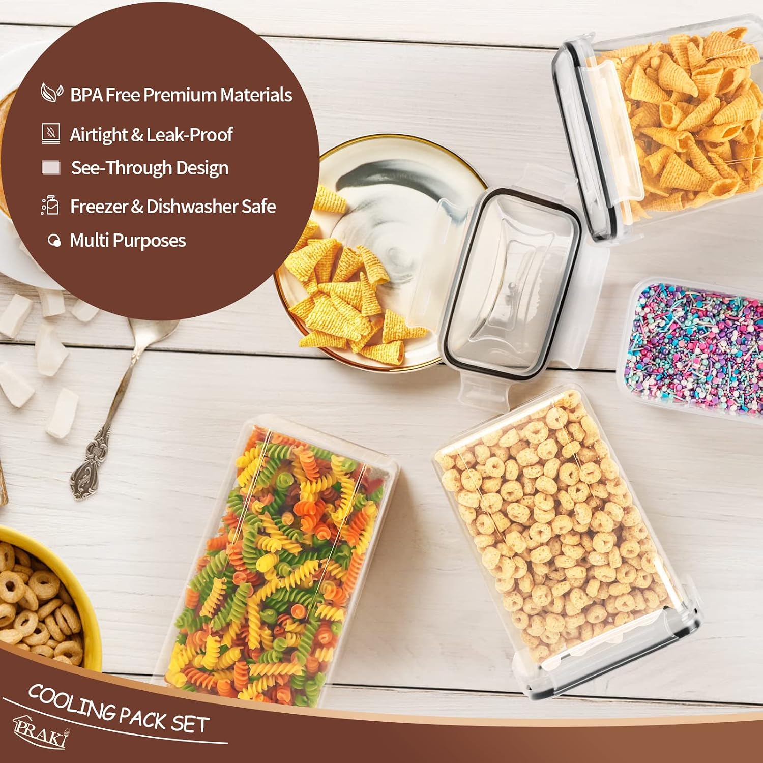 Praki Airtight Food Storage Containers Set With Lids - 24 Pcs, Bpa Free Kitchen And Pantry Organization, Plastic Leak-Proof Canisters For Cereal Flour & Sugar - Labels & Marker