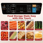 Vacuum Sealer Machine, Upgraded 230W 95Kpa 10-In-1 Food Sealer With Double Heat Seal For Dry Moist Food, Easy-Lock Handle, Hose, Built-In Cutter And Bag Storage + Bags (1 Roll + 10 Pre-Cut)