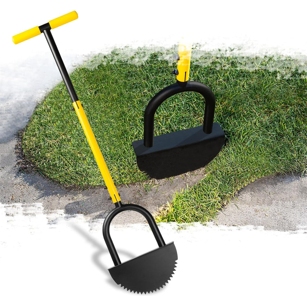 Manual Edger Lawn Tool With 38"-42" Adjustable Length, Saw-Tooth Border Edger With Wide Footplate Manganese Steel Blade, Garden Edging Tool For Flower Beds, Landscaping, Sidewalks, Yard
