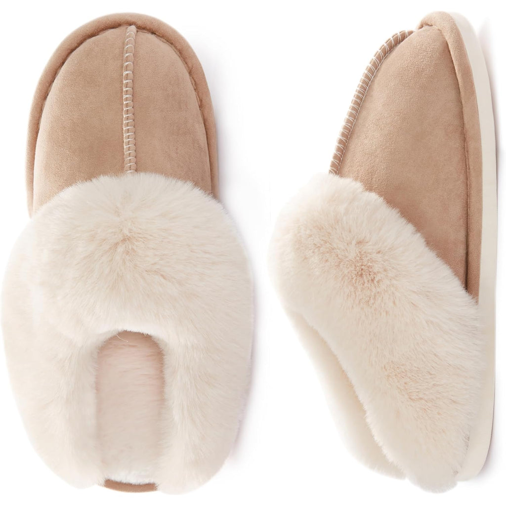 Donpapa Womens Slippers With Memory Foam Fluffy Soft Warm Slip On House Slipper Anti-Skid Cozy Plush For Indoor Outdoor