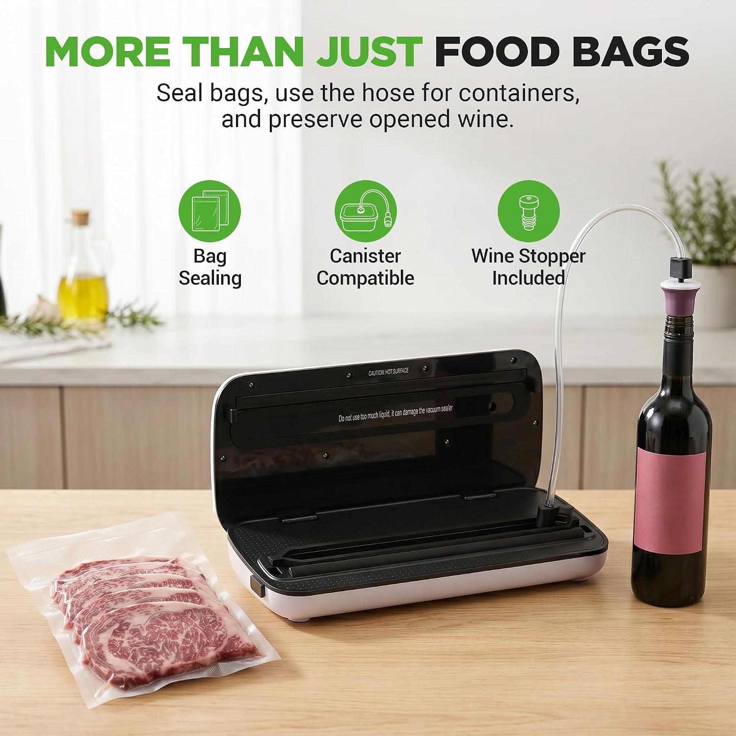 Nutrichef Automatic Vacuum Air Sealing System For Food Preservation With Starter Kit, Compact Design, Lab Tested, Dry & Moist Food Modes With Led Indicator Lights, Black