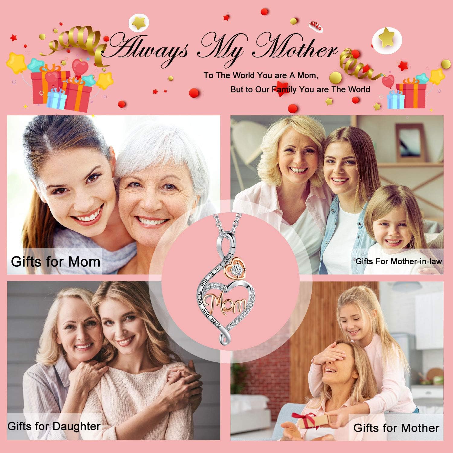 BFF&UNICORN Gifts for Women, Sterling Silver Mom Nana Grandma Necklace for Women, Birthday Mothers Day Jewelry Gifts for Mom Grandma Wife from Daughter Son
