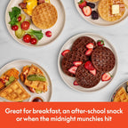 Bella Snack-N-Store Mini Waffle Maker, Evergood™ Ceramic Nonstick Coating, Cord Wrap, Ready Indicator Light & Cool Touch Handles, Stackable Design & Customizable Plates, 350 Watt, Oatmilk