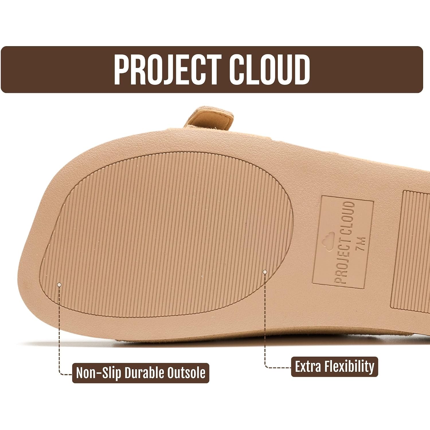 Project Cloud 100% Genuine Leather Womens Sandals Dressy - Lightweight & Non-Slip Women'S Flats Sandals Women With Plush & Soft Insole Slides Sandals For Women 2026 (Velora)