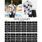 Yimoon Men'S Summer 2 Piece Outfits Tropical Print Short Sleeve Button Down Hawaiian Beach Shirt And Shorts Set