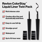 Revlon Liquid Eyeliner, Colorstay Eye Makeup, Smudgeproof, Longwearing With Ultra-Fine Tip, 251 Blackest Black (Pack Of 2)