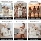 ELEGANTPARK Mrs Gifts for Bride 2026 - Large Canvas Wedding Tote Bag with Zipper, Bridal Shower Gift for Bride to Be, Bachelorette Party Honeymoon Beach Bag