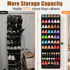 20-30 Pairs Over The Door Shoe Organizer, Breathable Pockets Hanging Shoe Storage For Closet, 10-Tier Door Shoes Rack, Handing Shoes Holder Fit All The Family'S Sneakers, Boots, Heels, Black
