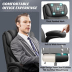 Office Chair, Ergonomic Big And Tall Computer Desk Chairs, Executive Breathable Leather Chair With Adjustable Flip-Up Armrests, Lumbar Support Swivel Pc Chair With Rocking Function,Matte Black