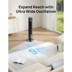 Dreo Tower Fan For Bedroom, 26Ft/S Velocity, 90° Oscillating, 8H Timer | 4 Speeds, 3 Modes, 28Db Quiet Standing Fan, Floor Fan For Room, Living Room, Office, Home, Cooling Fan With Remote, Black