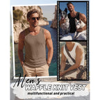 Riyiper 3 Pack Men'S Waffle Knit Tank Tops Casual Sleeveless Shirts Classic Beach Tank T-Shirts Summer Loose Muscle Shirts
