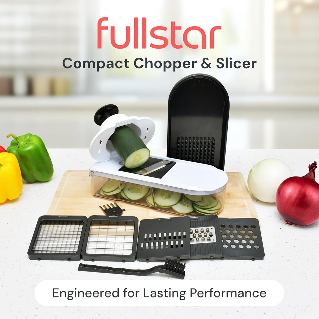 Fullstar Pro Core Vegetable Chopper - Chop And Slice Lid - Food Chopper With Container, Veggie Chopper, Fruit Slicer, Onion Dicer - Meal Prep Essential - Kitchen Gadget (6-In-1, White/Black)