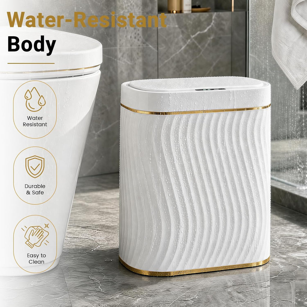 Bathroom Trash Can With Lid, 5 Gallon Automatic Touchless Garbage Can, Motion Sensor Smart Trash Bin, Slim Waterproof Waste Bin For Living Room, Bedroom, Office, Kitche