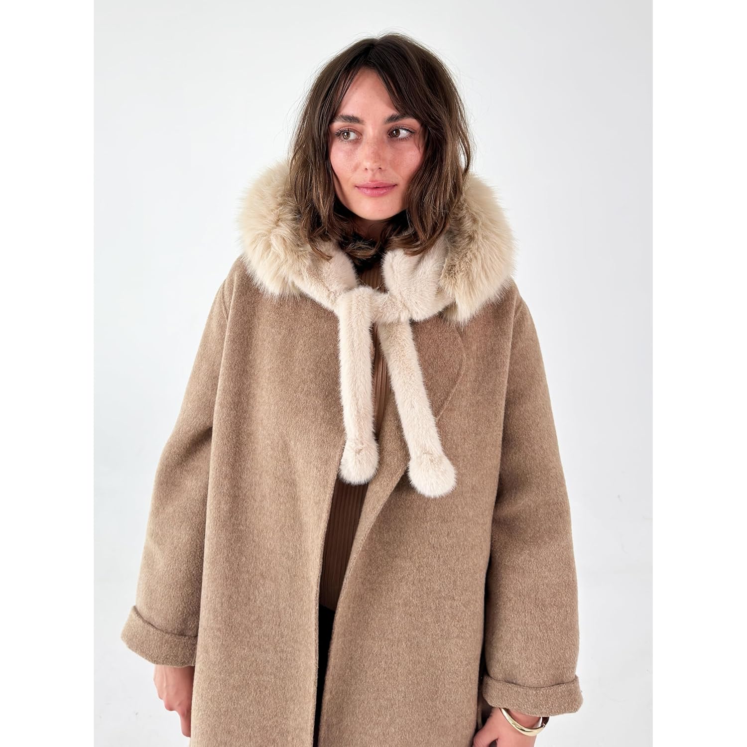 CATCHY & CRAFTY Faux Fur Hooded Winter Hats for Women Warm Fluffy Trapper Hats Head Ear Neck Cover Cold Weather Ski Cap