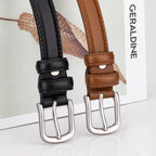 2 Pack Leather Belts for Women Trendy, Women's Belts for Jeans Pants Dresses with Silver Buckle