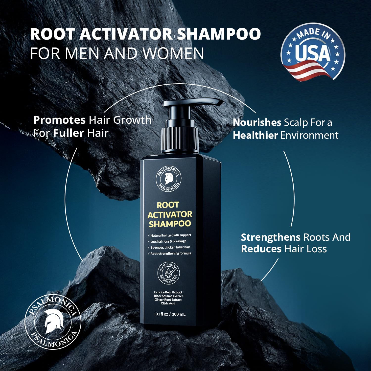 Root Activator Shampoo for Men: Made In USA - Hair Growth Shampoo for Hair Loss and Thinning Hair - Hair Loss RegrowthTreatments for Women Men (Refreshing Scent)