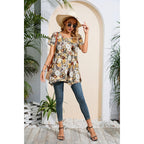 Tunic Tops for Women Plus Size Short Sleeve Top Loose Fit Dressy Casual Swing Summer Tunics Tops to Wear with Leggings