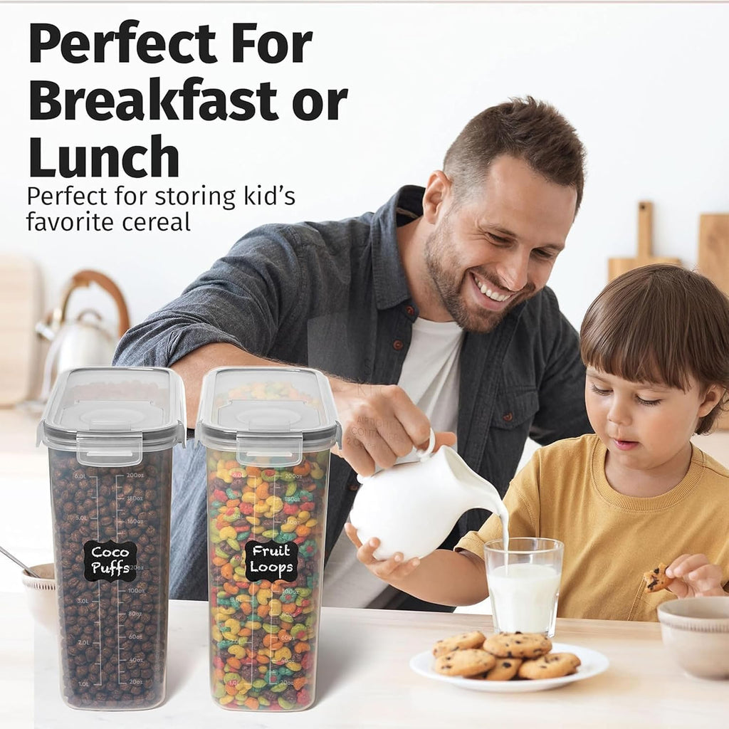 Shazo 2 Pack (6.3L / 213Oz) Extra Large Airtight Food Storage Cereal Containers For Bulk Food Storage Bpa-Free Plastic Container, Pantry Organization And Canister For Rice, Pasta, Sugar & Flour