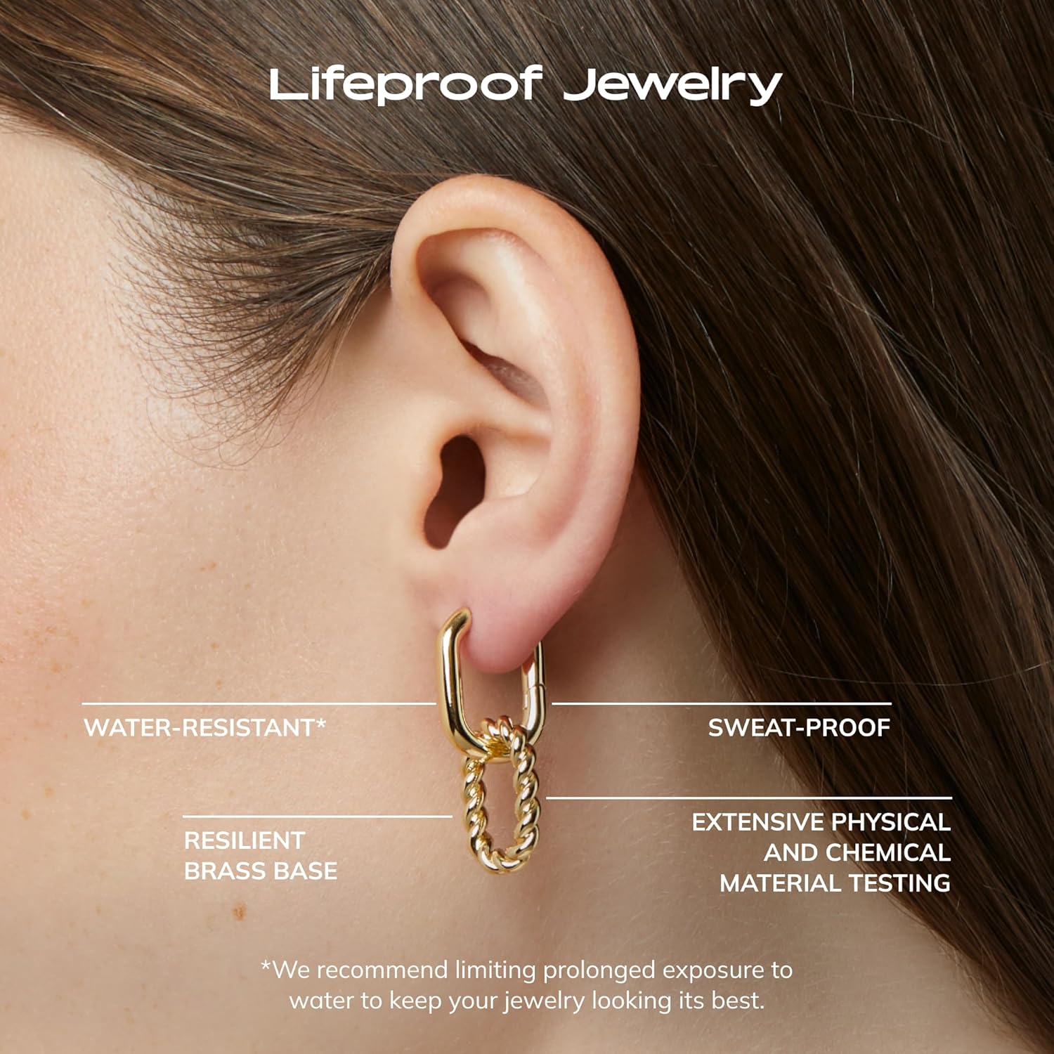 Ana Luisa Ash Double Hoop Earrings for Women - 14K Gold Plated, Silver & Two-Tone - Lightweight, Trendy Paperclip Link Huggie Hoop for Daily Wear - Hypoallergenic, Water-Resistant & Tarnish-Free
