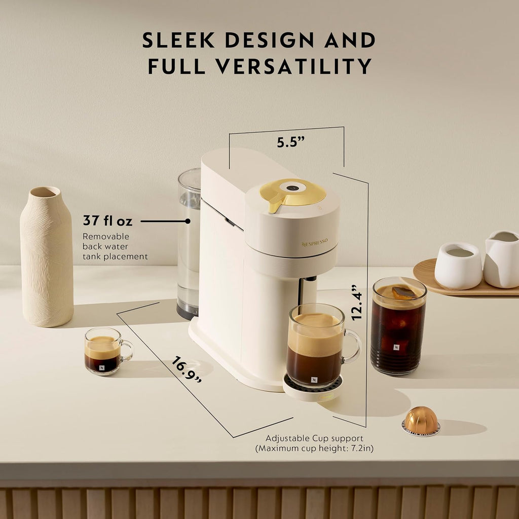 Nespresso Vertuo Next Coffee And Espresso Maker By De'Longhi, Creamy White And Gold