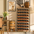 48 Bottle Wine Rack Freestanding Floor With Wood Top,8-Tier Wine Storage Shelf With Serving Station, Wine Holder For Kitchen, Bar, Dining Room, Home Bar Cabinet For Wine Bottles, No Wobble