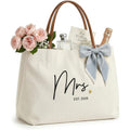 Bride Tote Bag, Embroidered Canvas Wedding Essential Tote, Bridal Shower Engagement Bachelorette Beach Bag