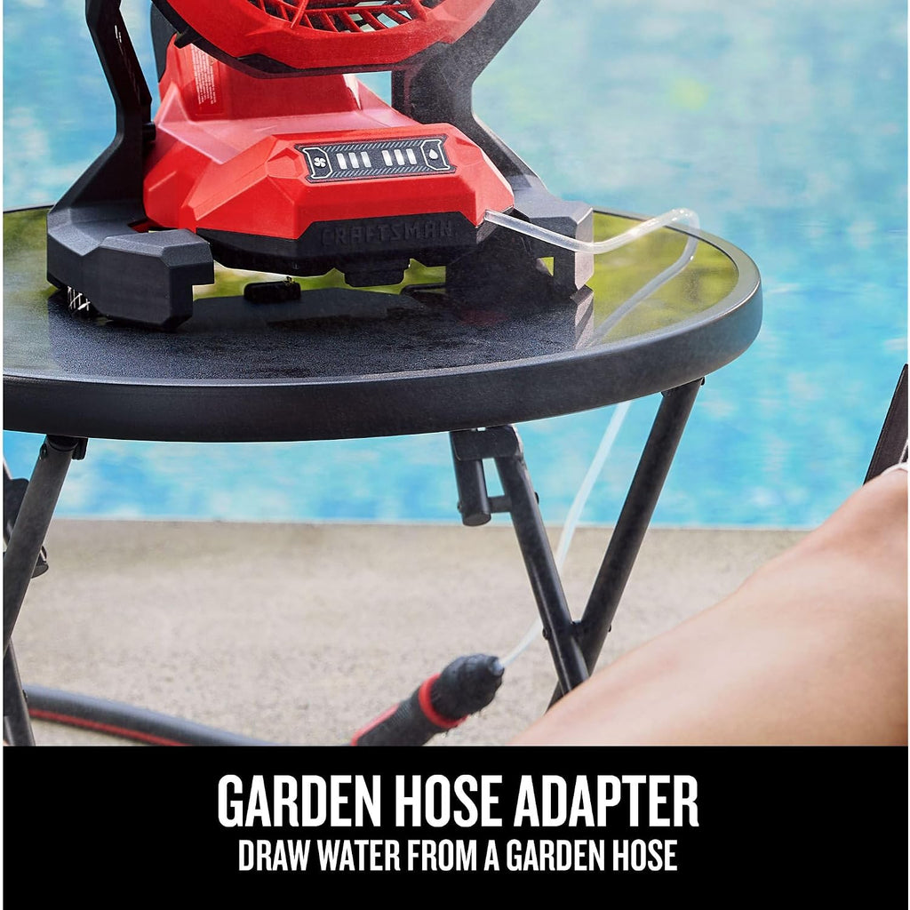 Craftsman V20 Cordless Personal Fan, Misting Fan, Settings For Mist And Airflow, Compact, Bare Tool Only (Cmce003B)