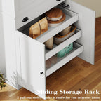 Ironck 72" Kitchen Pantry Cabinet With Drawer And Sliding Racks, White | White Wood Pantry Cabinet. 6 Door Shelves. 3 Sliding Racks. For Kitchen, Dining Room, Or Hallway.