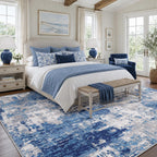Releany Washable Area Rugs 5'X7' Non-Slip Modern Abstract Soft For Living Room Entryway Bedroom Kitchen, Print Pattern, Blue Grey Navy Gray
