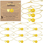 Tondiamo 12 Sets Baseball Volleyball Softball Soccer Tennis Bracelet for Women Dainty Gold Plated Heart Bracelets Sport Lovers Gifts with Inspirational Cards Sports Jewelry Gifts