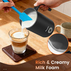 4-in-1 Electric Milk Frother & Steamer – Automatic Frother Machine, Barista-Style Hot & Cold Foam for Lattes, Cappuccinos, Iced Coffee, Quiet, One-Touch, Easy to Clean